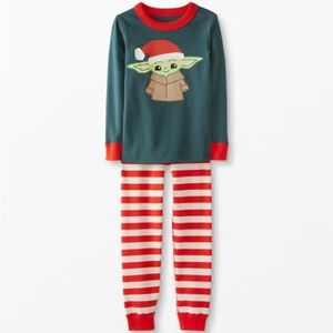 Hanna Andersson Star Wars Grogu Christmas Pajama Set Kids 8 Long John Stripes